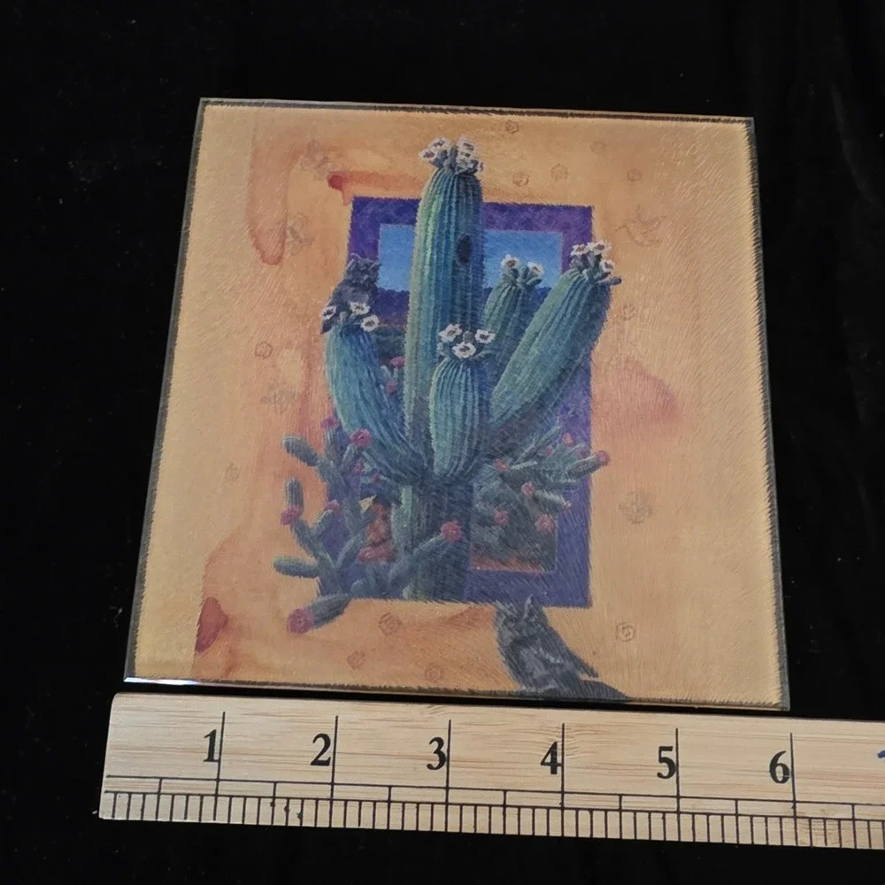 VTG Tuftop Tempered Glass Saguaro Cactus Trivet Soutbwest 6x6